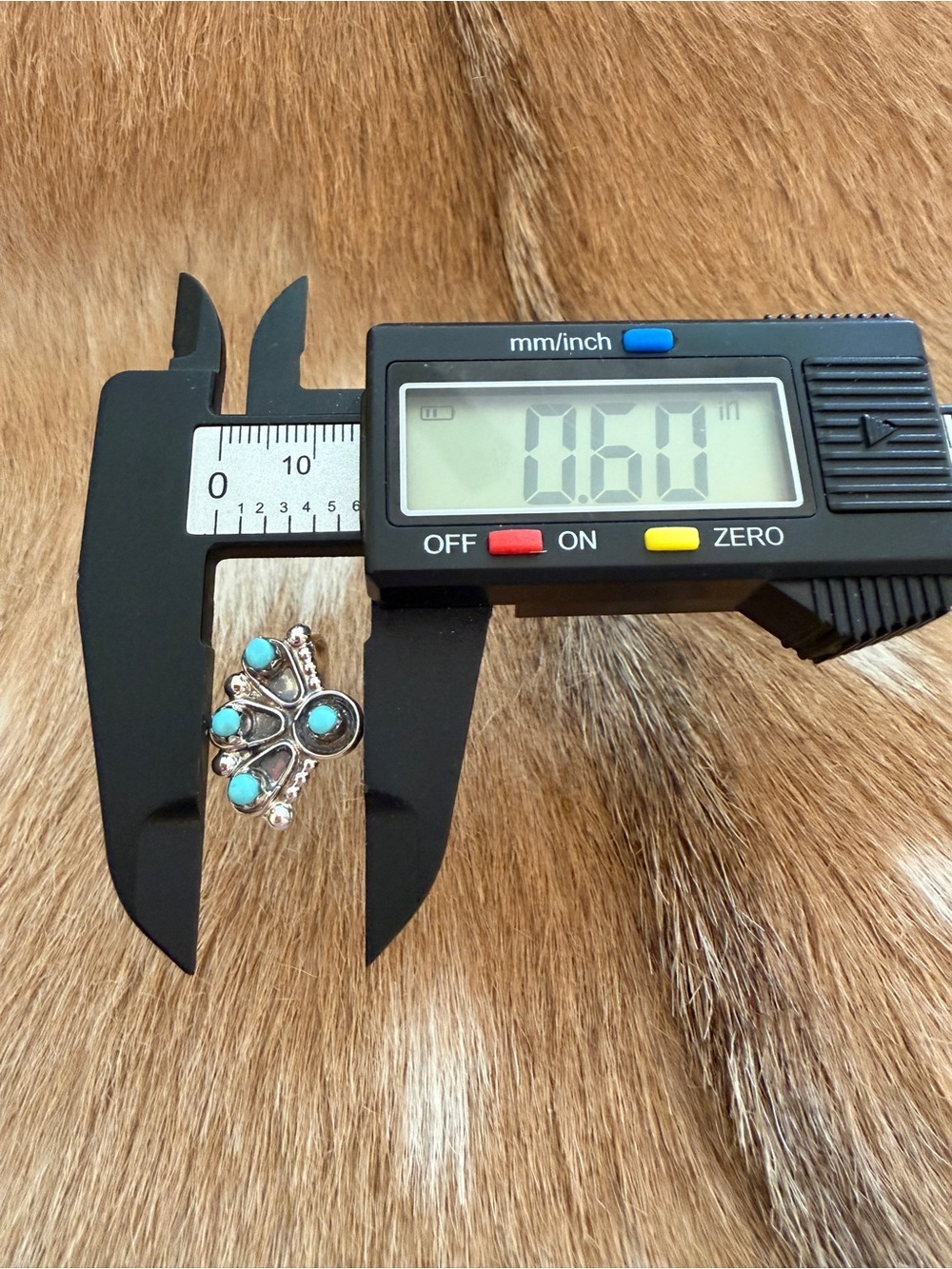 ❤️ Navajo Kingman Turquoise Sterling 4 Stone Sz 7 Fan Shape Native American Ring - Picture 14 of 15